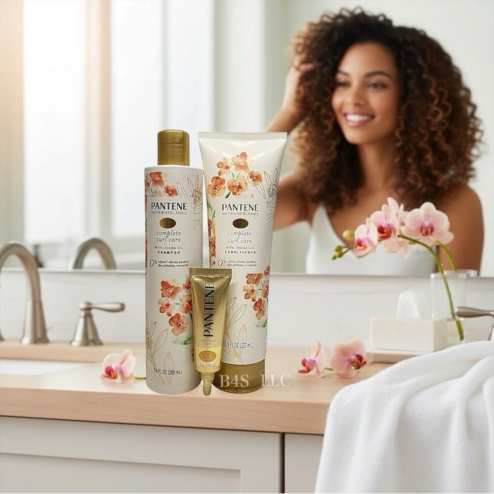 Pantene Nutrient Curl Care Shampoo & Conditioner Set with Jojoba Oil + Hair Mask